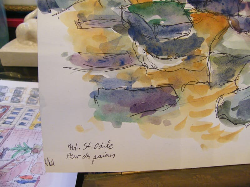 Mont St Odile Mur des paiens  A Simon 1926-2014 1991 Artiste Lorrain Aquarelle — vue 2