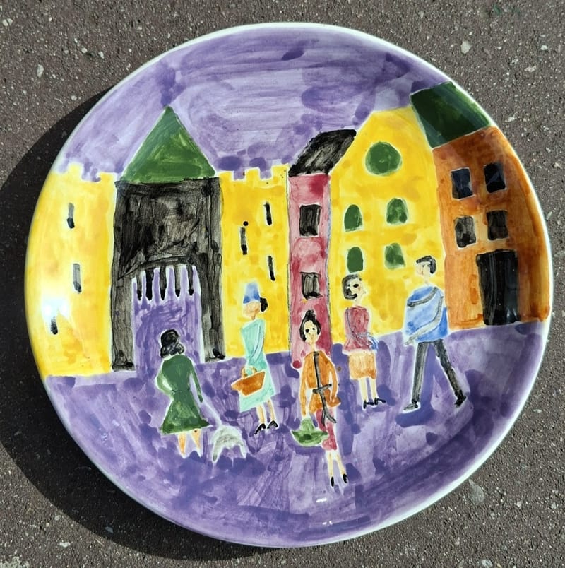 Irène Waldmeier Assiette Décor Naïf Signée 1960