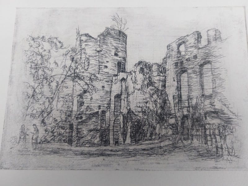 Eau Forte Place St Louis Metz + Remparts André Simon Artiste Lorrain Metz — vue 3