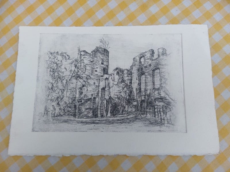 Eau Forte Place St Louis Metz + Remparts André Simon Artiste Lorrain Metz — vue 6