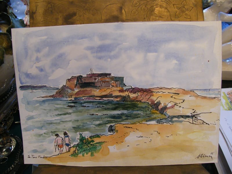 La tour fondue André Simon 1926-2014 1986 Artiste Lorrain Aquarelle