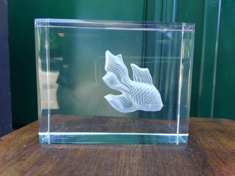 Daum Cristal Presse Papier Poisson Signé Daum France — vue 2