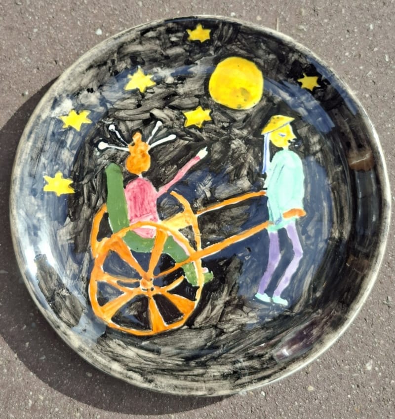 Irène Waldmeier Assiette Décor Naïf Signée 1960 Pousse Pousse
