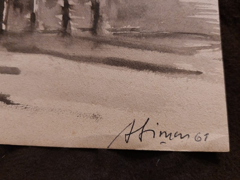 Aquarelle André Simon 1961 Artiste Lorrain Metz Remparts Vauban — vue 2
