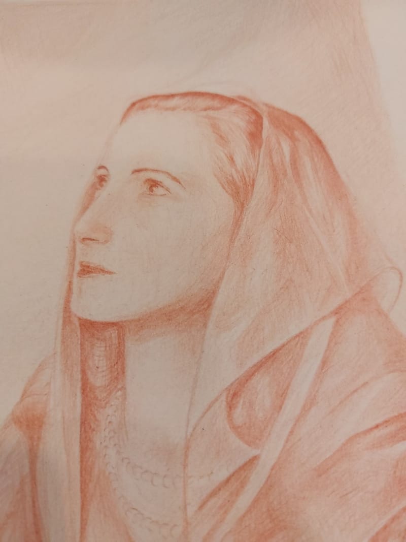Crayon Edwige Voilée André Simon Artiste Lorrain — vue 3