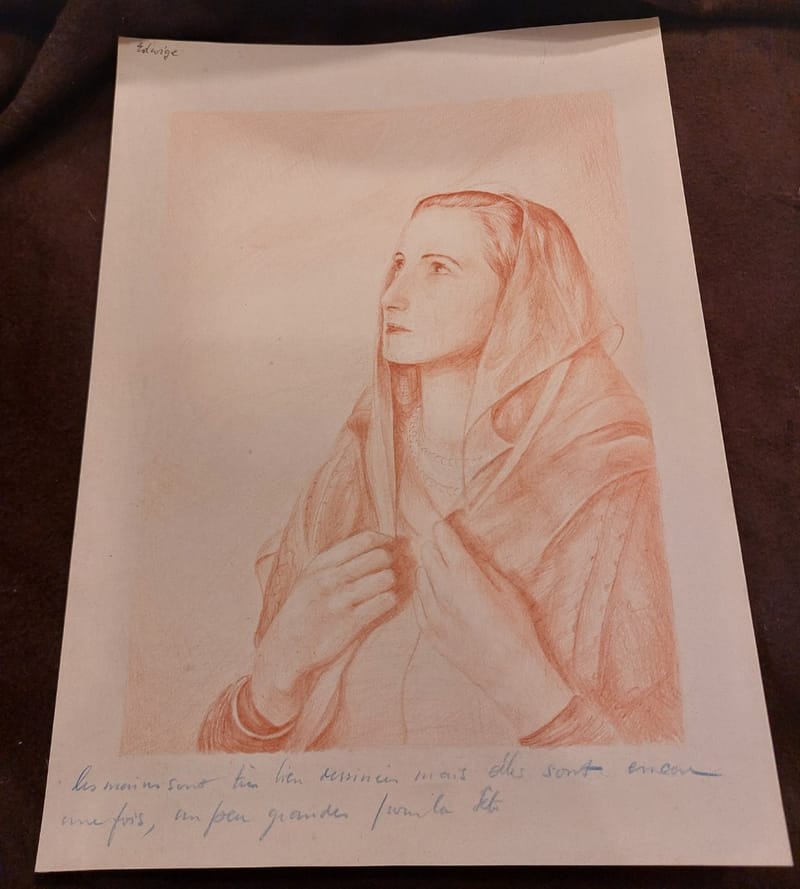 Crayon Edwige Voilée André Simon Artiste Lorrain