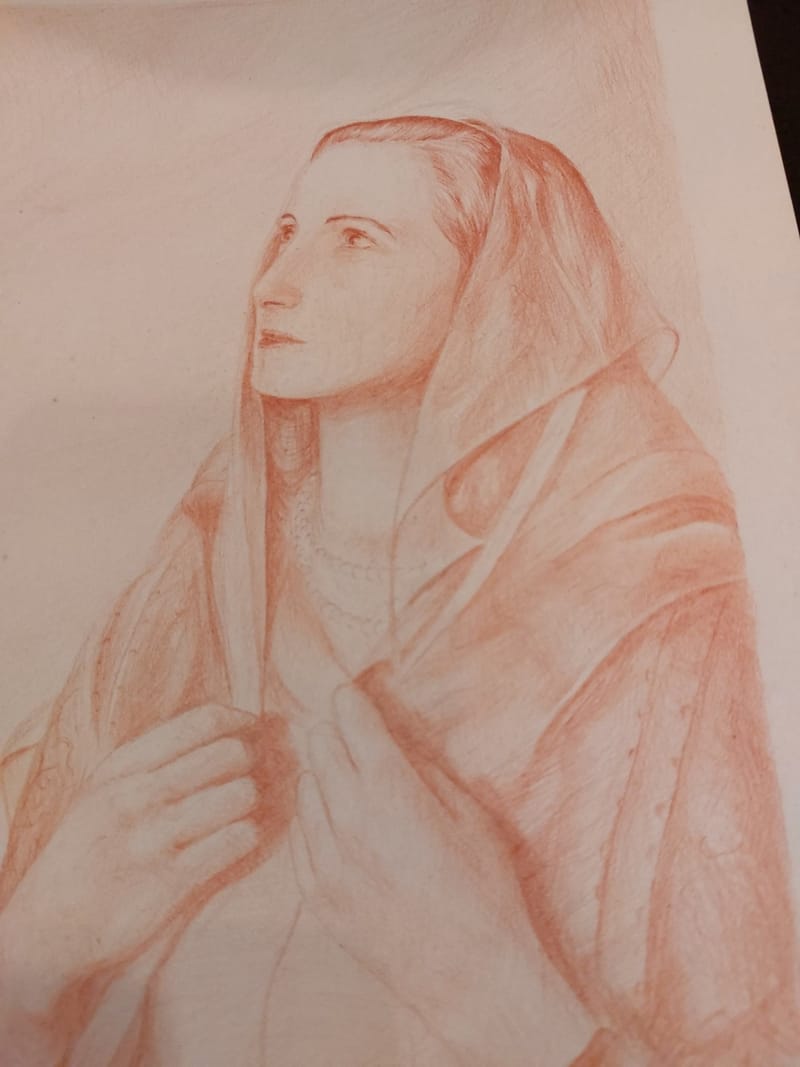 Crayon Edwige Voilée André Simon Artiste Lorrain — vue 2