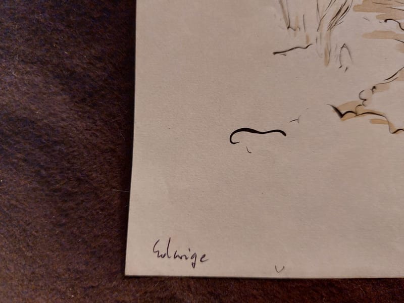 Encre André Simon 1961 Artiste Lorrain Metz Edwige Allongée — vue 3