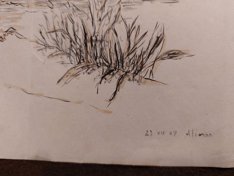 Encre André Simon 1961 Artiste Lorrain Metz Edwige Allongée — vue 4