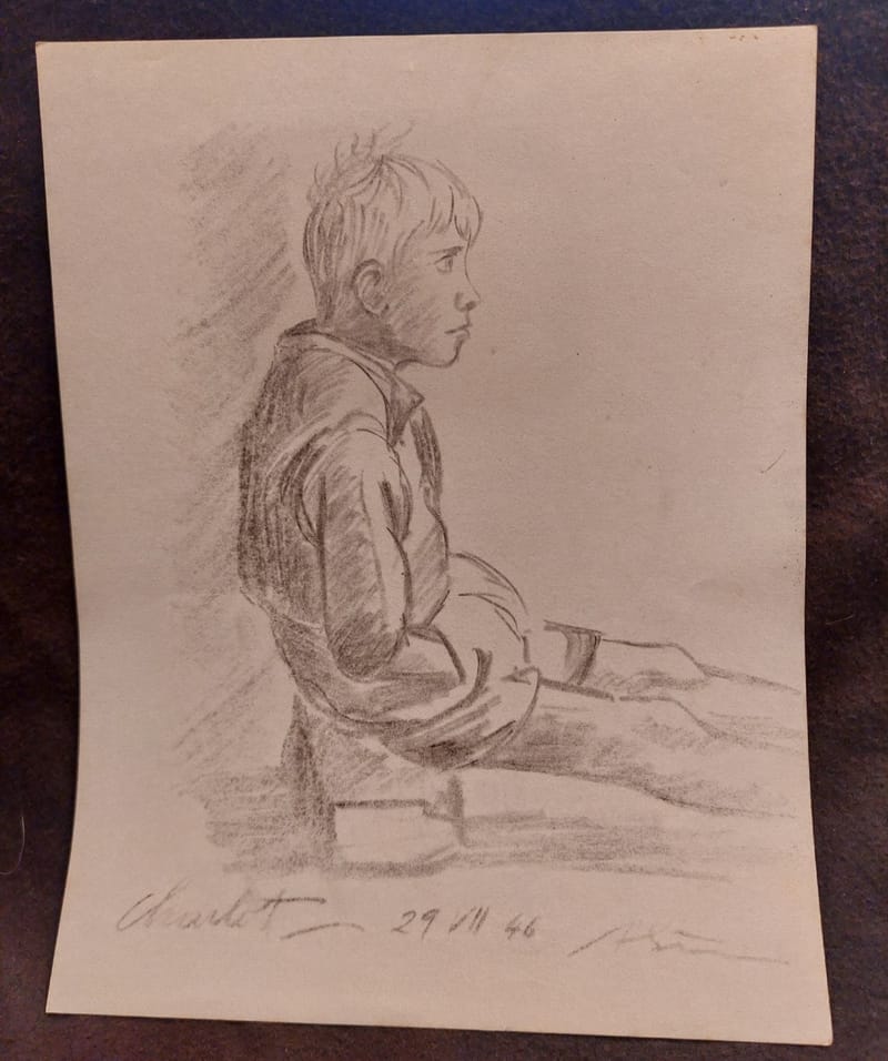 Fusain André Simon 1946 Artiste Lorrain Metz Charlot