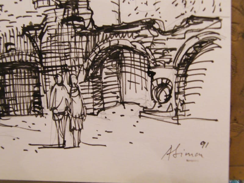Porte Allemands Metz André Simon 1926-2014 1991 Artiste Lorrain Dessin Feutre — vue 3