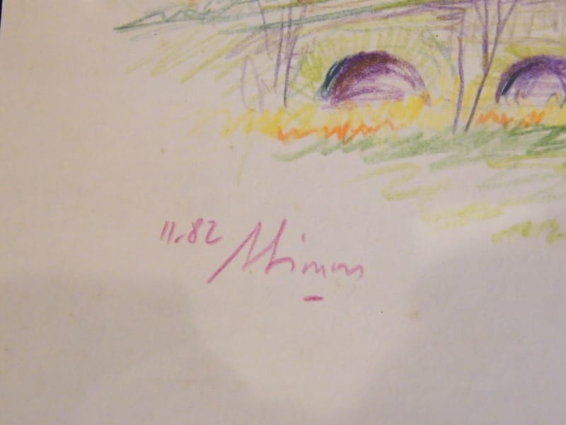 Magny Pont Seille André Simon 1926-2014 1982 Artiste Lorrain Dessin au Crayon — vue 2