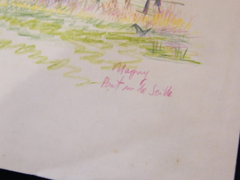 Magny Pont Seille André Simon 1926-2014 1982 Artiste Lorrain Dessin au Crayon — vue 3