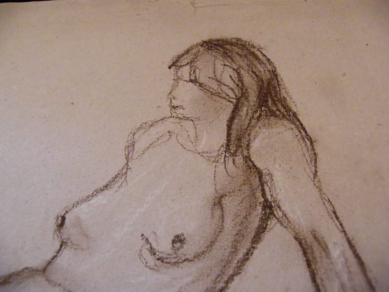 "Fusain Nue couché André Simon 1926-2014 Artiste Lorrain 2002" — vue 3