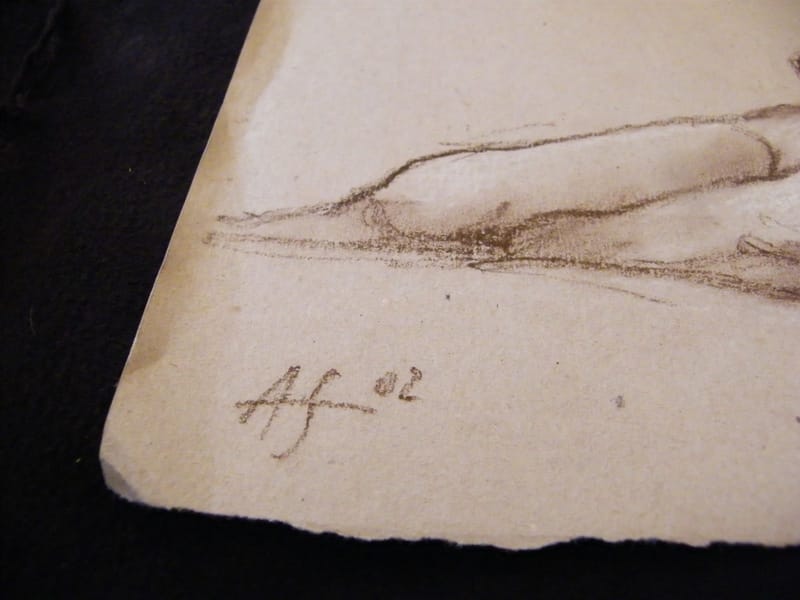 "Fusain Nue couché André Simon 1926-2014 Artiste Lorrain 2002" — vue 2