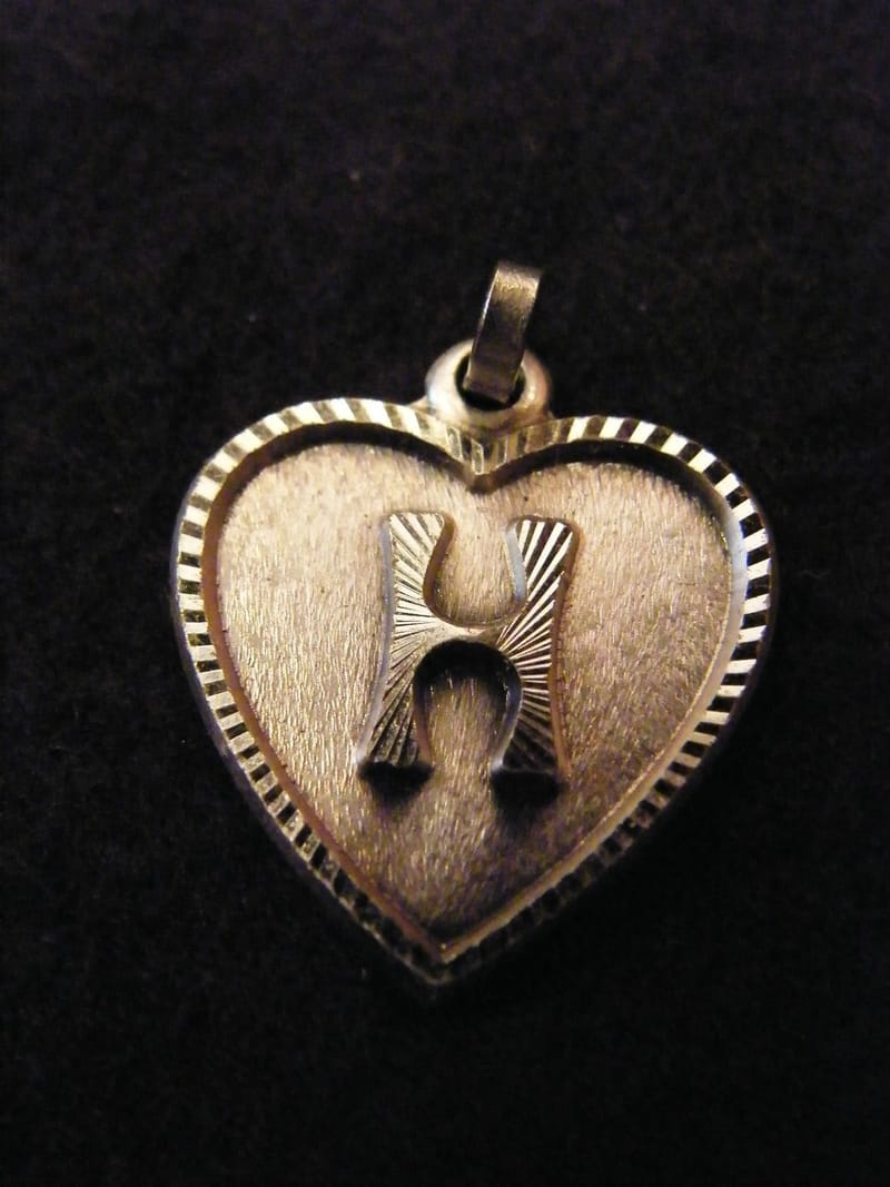 Argent Pendentif Cœur Médaillon Argent Plaqué Lettre H 2 cm