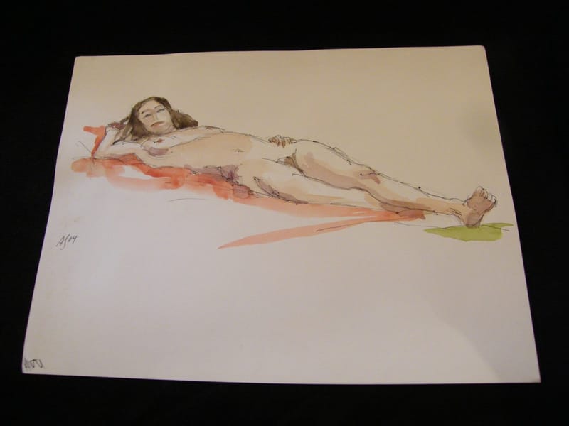 Aquarelle Nu femme André Simon 1926-2014 Artiste Lorrain 2004