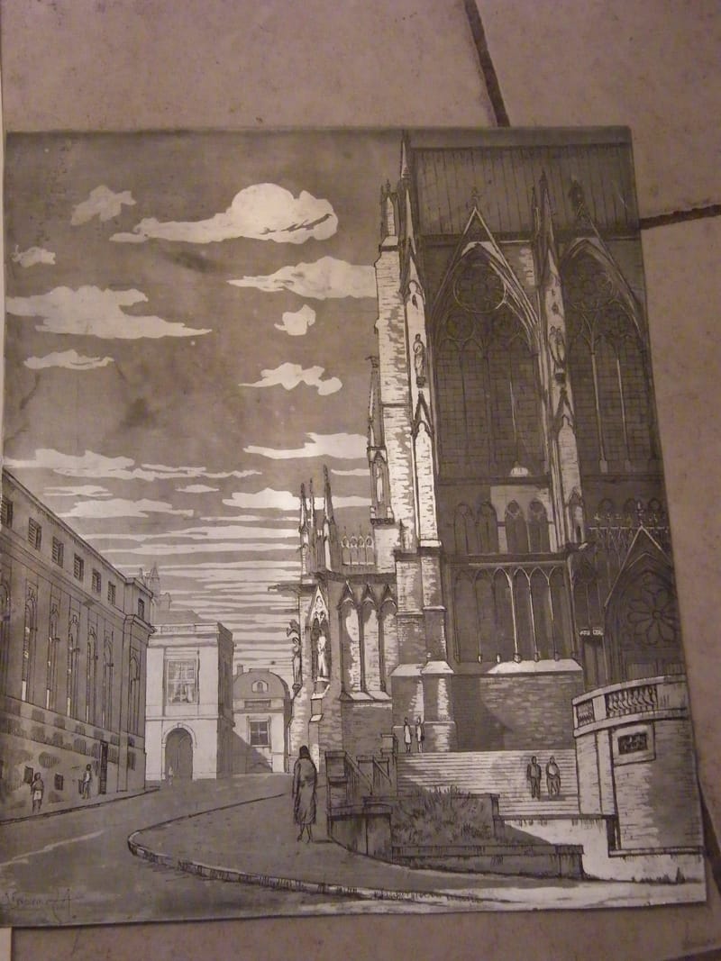 Cathédrale Metz Eau Forte et Matrice en Aluminium A Simon (1926-2014) — vue 5