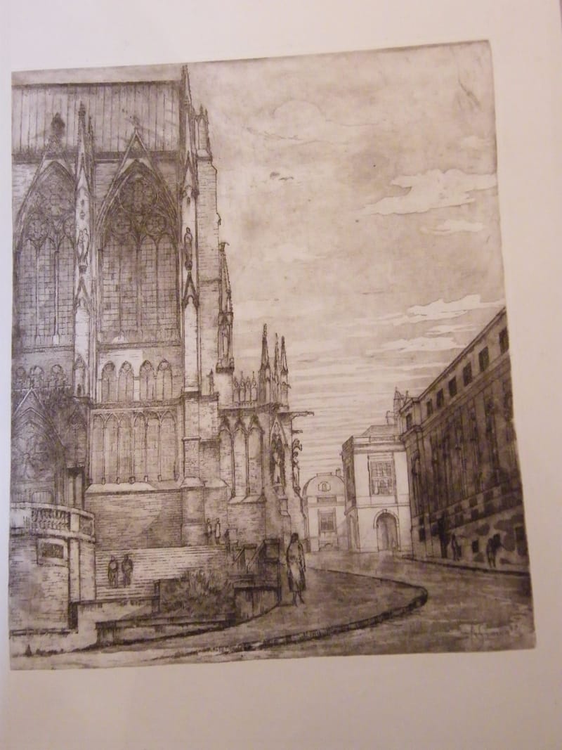 Cathédrale Metz Eau Forte et Matrice en Aluminium A Simon (1926-2014) — vue 2