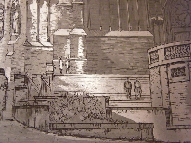 Cathédrale Metz Eau Forte et Matrice en Aluminium A Simon (1926-2014) — vue 7