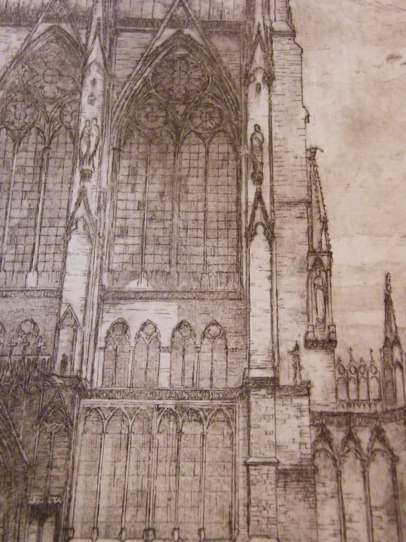 Cathédrale Metz Eau Forte et Matrice en Aluminium A Simon (1926-2014) — vue 4