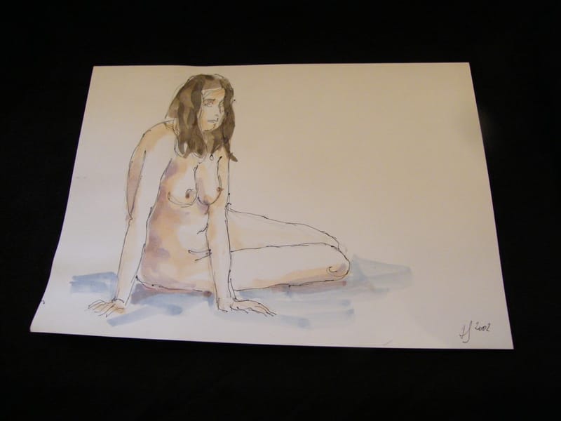 Nu femme côté André Simon 1926-2014 Artiste Lorrain 2002 Aquarelle