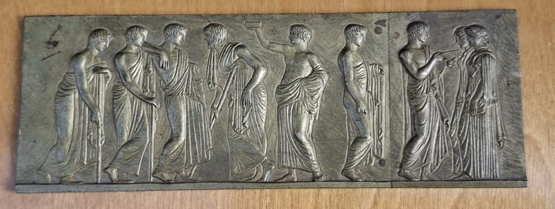 Bronze Bas Relief XIX ème PK Collection Pierre Kotschoubey Sapho Scène Antique