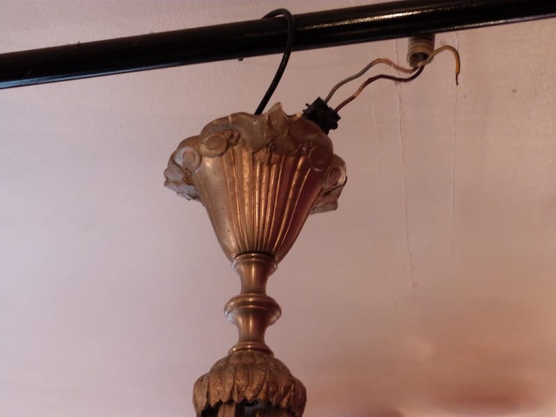 Art Déco Muller Frères Lustre Lunéville Bronze Nickelé 4 Feux Verre — vue 4