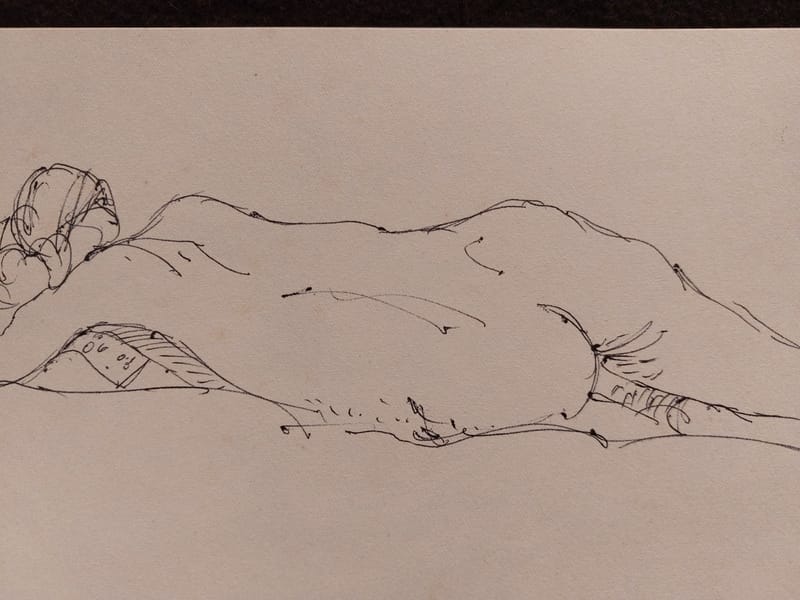 Encre André Simon 2002 Artiste Lorrain Metz AS Nu couché Véronique — vue 2