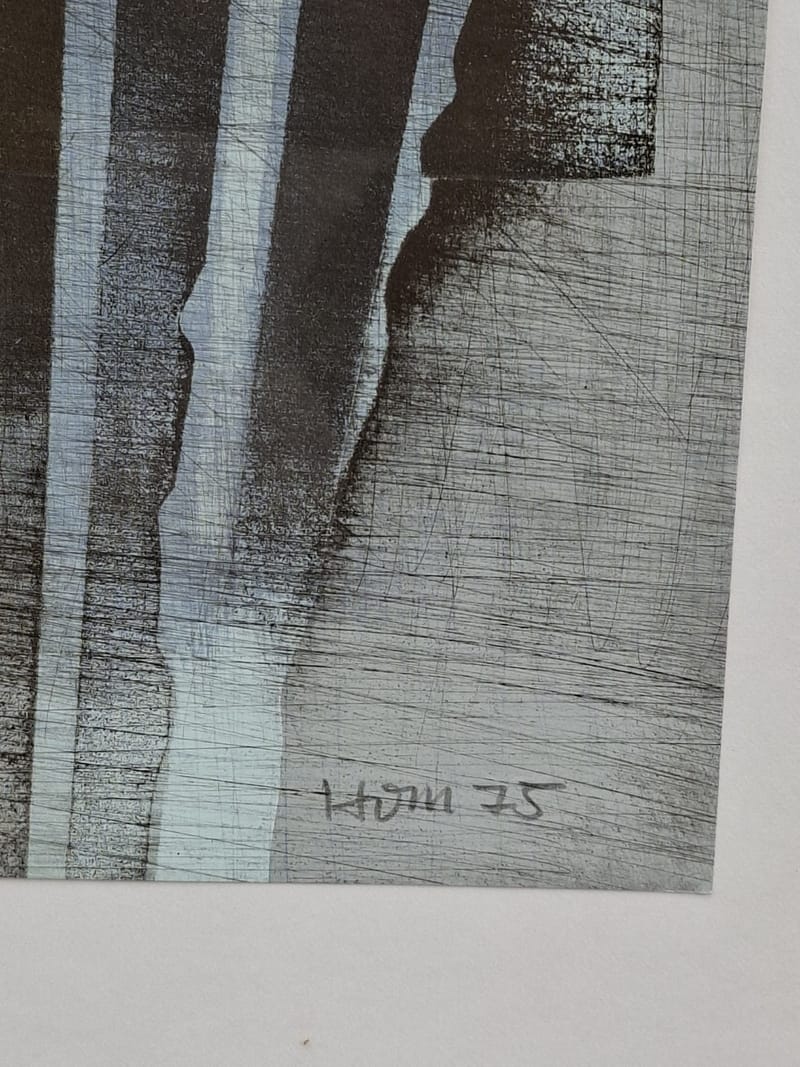 Heinz Otto Muller Erbach Dessin Brutaliste Signé HOM 75 — vue 4