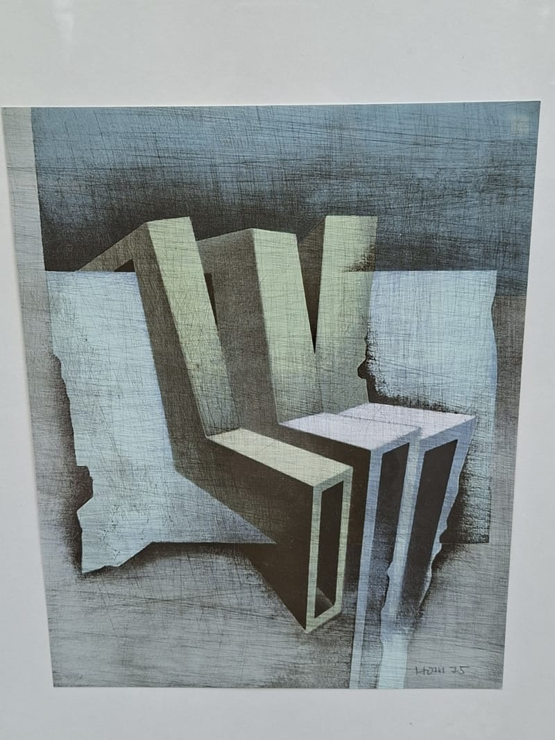 Heinz Otto Muller Erbach Dessin Brutaliste Signé HOM 75 — vue 2