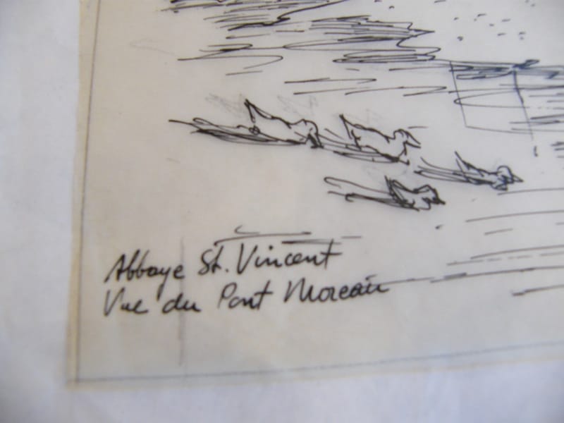 Abbaye St Vincent  André Simon 1926-2014 Encre de Chine sur calque — vue 2