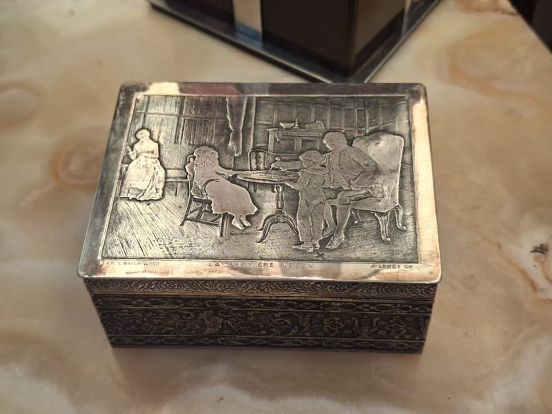 Boite Bijoux Argent Plaqué La Première leçon Lebey Silver Silber