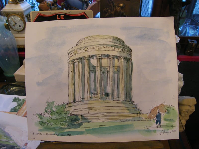 Le Montsec Monument Américain A Simon 1926-2014 2000 Artiste Lorrain Aquarelle