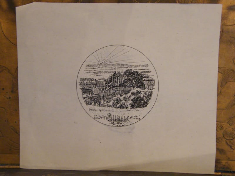 St Julien les Metz  Metz André Simon 1926-2014 1945 Artiste Lorrain Encre