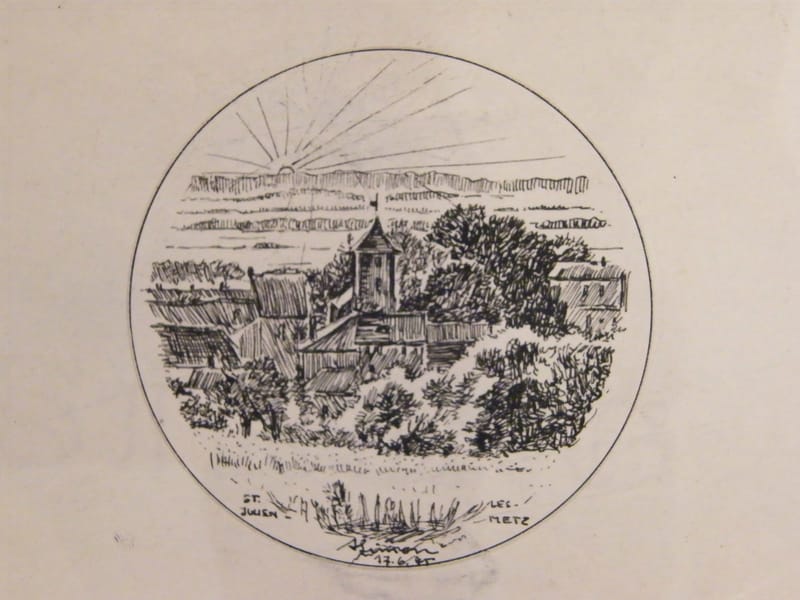 St Julien les Metz  Metz André Simon 1926-2014 1945 Artiste Lorrain Encre — vue 2