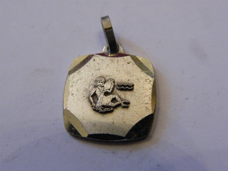 Argent Massif  Pendentif Médaillon Signe ZodiaqueVerseau Silver Silber