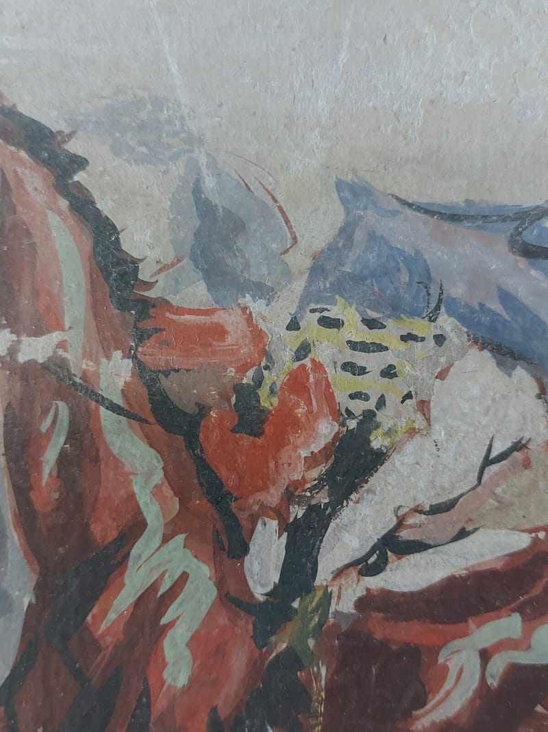Yves Mirat Gouache Carton Course Hippique Années 40 — vue 8