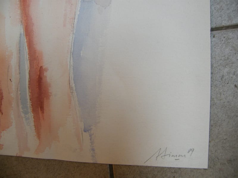 Femme Nue de dos André Simon 1926-2014 1989 Artiste Lorrain Aquarelle — vue 2