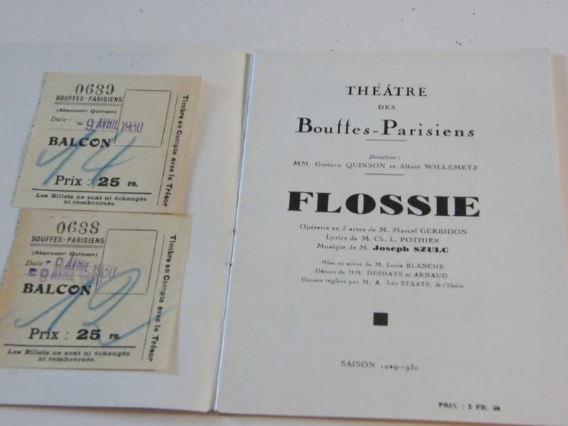 "Programme Théâtre des Bouffes Parisiens 1929 1930 Flossie" — vue 2