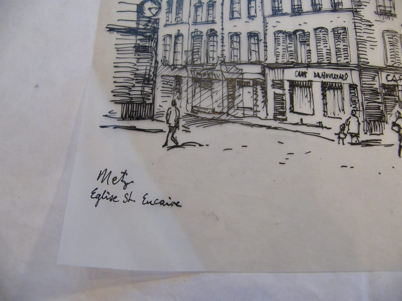 Eglise St Eucaire Metz André Simon 1926-2014 Encre de Chine sur calque — vue 2