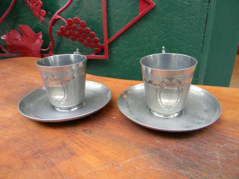 Tasses Argent Plaqué Métal Blanc Silver Silber