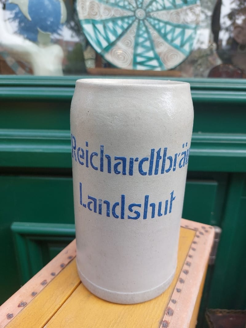 Chope Bière Grès Reichardtbrau Landshut ancienne 1 Litre