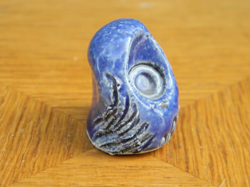 Hibou Chouette en Céramique Bleue 3 cm — vue 4