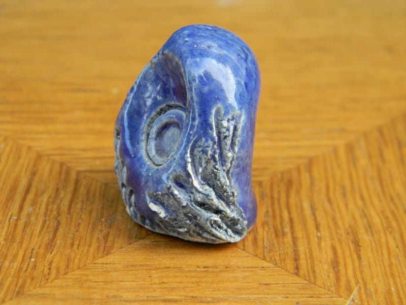 Hibou Chouette en Céramique Bleue 3 cm — vue 2