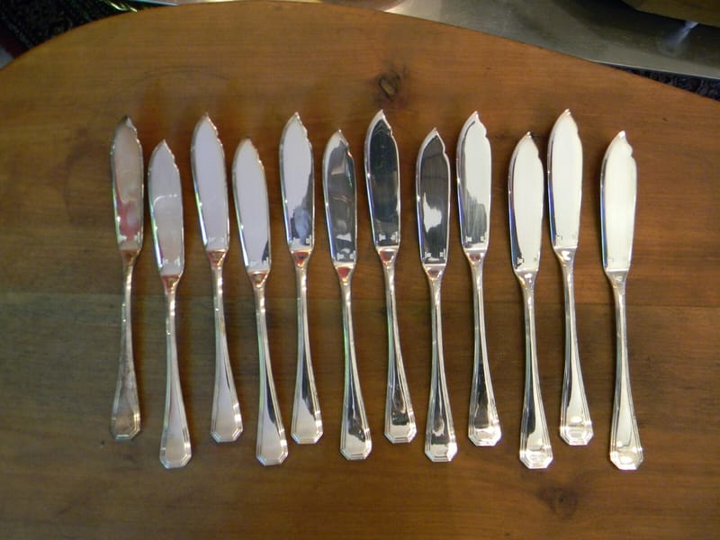 Christofle América Argent Couteaux Poisson Argent Plaqué Silver Silber