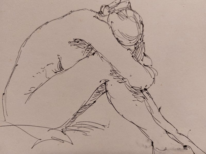 Encre André Simon 2002 Artiste Lorrain Metz AS Nu Assis Chloé — vue 2
