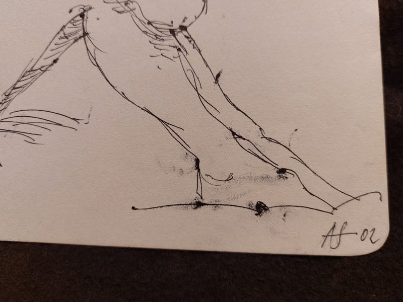 Encre André Simon 2002 Artiste Lorrain Metz AS Nu Assis Chloé — vue 3