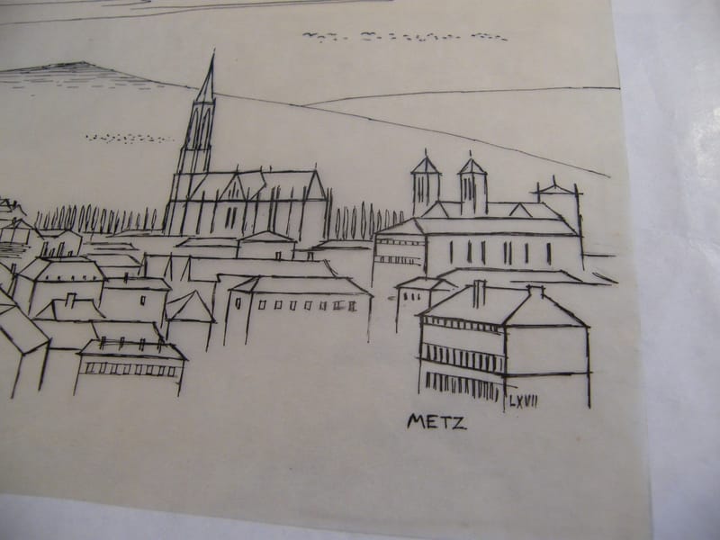 "Encre de Chine sur calque Vue de Metz André Simon 1926-2014" — vue 3