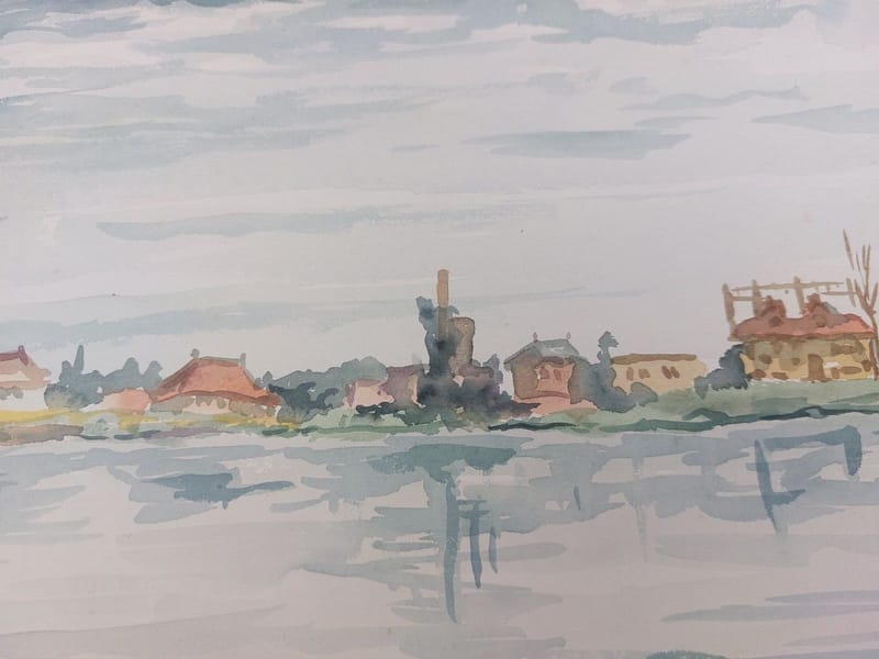 Kehl am Rhein André Simon 1926-2014 1948 Artiste Lorrain Aquarelle — vue 3